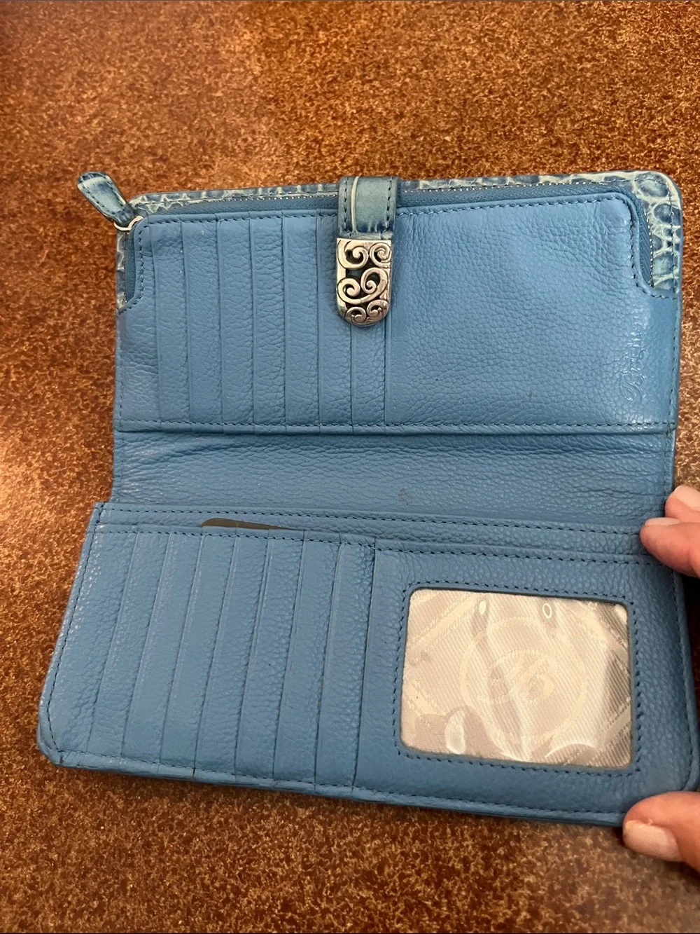 Brighton Blue Croc-Embossed Zip Wallet - Women